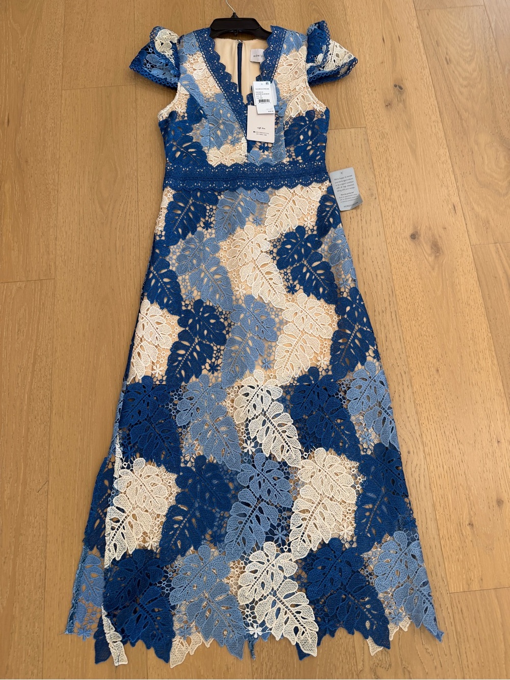 Adelyn Rae Blue and Cream Lace Midi Dress size XS NWT - Picture 14 of 16